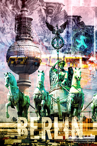 Moderne Berlin Collage - Bild auf Leinwand, Acrylglas oder Alu-Dibond