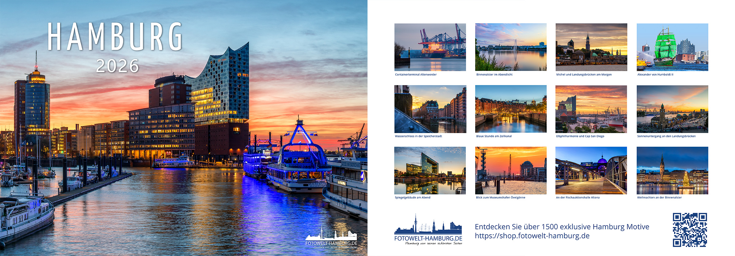 Hamburg Kalender 2026 bestellen im Din A3 Querformat