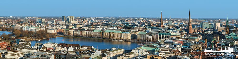 Alsterpanorama - Blick auf Hamburg - Bild auf Leinwand