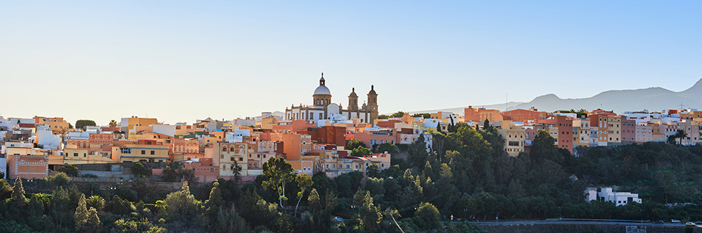 Agüimes Panorama Gran Canaria Wandbild - Bild auf Leinwand, Acrylglas oder Alu-Dibond