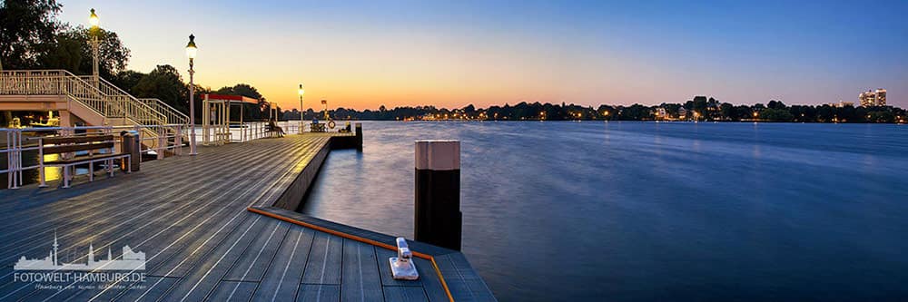 Abend an der Außenalster - Bild auf Leinwand 