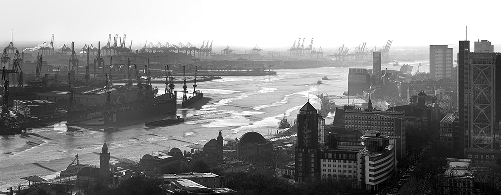 Hamburger Hafen Bild auf Leinwand - Elbpanorama