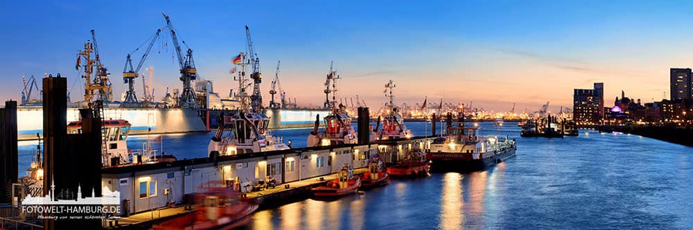 Abendstimmung im Hamburger Hafen - Bild auf Leinwand