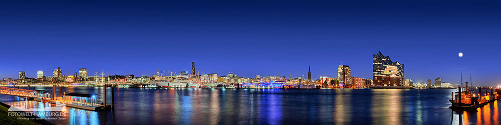 Hamburg Skyline bei Nacht - Bild auf Leinwand 