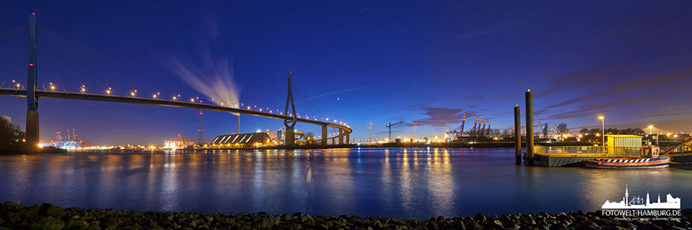 Hamburg Bild auf Leinwand - Panorama an der Köhlbrandbrücke