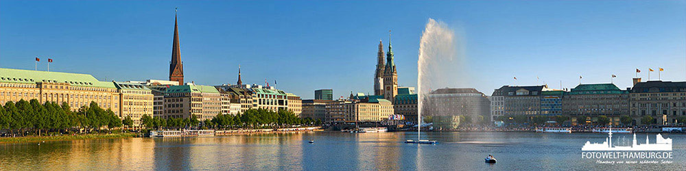Panorama - Sommer an der Alster - Hamburg Panorama auf Leinwand, Acrylglas oder Dibond 