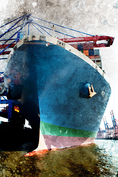 Containerschiff am Burchardkai - Bild auf Leinwand