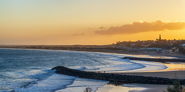 Sonnenuntergang in Play del Inglés Gran Canaria Wandbild - Bild auf Leinwand, Acrylglas oder Alu-Dibond