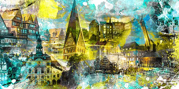 Lüneburg Collage 002 - Bild auf Leinwand, Acrylglas oder als Poster
