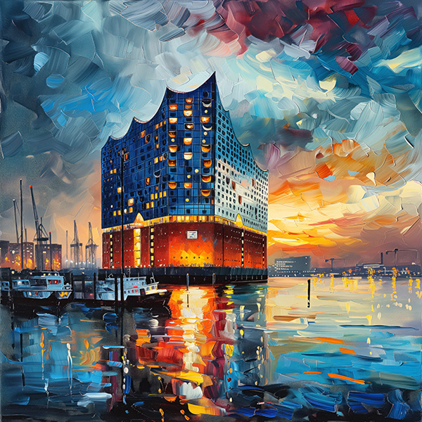 Elbphilharmonie wie gemalt - Hamburg Bild auf Leinwand, Acrylglas, Akustikbild oder als Poster