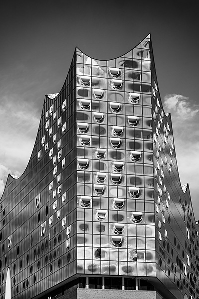 Hamburg Elbphilharmonie Detail in schwarzweiss - Bild auf Leinwand oder Acrylglas