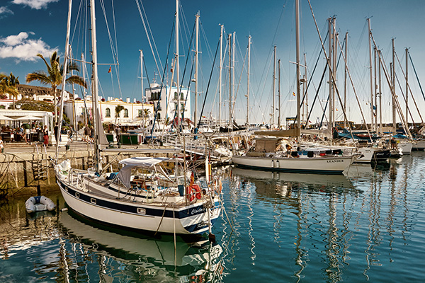 Jachthafen von Puerto de Mogán Gran Canaria Wandbild - Bild auf Leinwand, Acrylglas oder Alu-Dibond