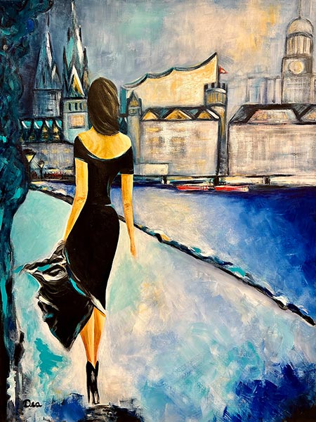 Ballindamm - Hamburg Gemälde als Kunstdruck Leinwandbild oder Poster