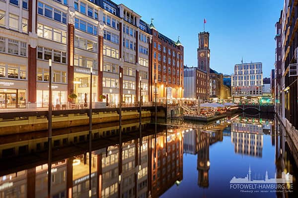 Hamburg Bild auf Leinwand - Abend am Bleichenfleet