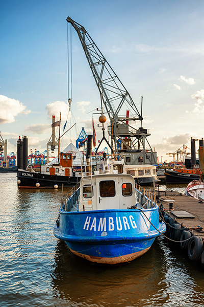 Museumshafen Övelgönne - Hamburgbild auf Leinwand, Acrylglas oder als Poster