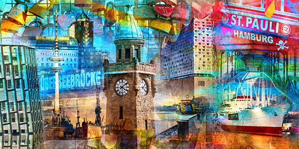 Hamburg Collage 050 - Bild auf Leinwand, Acrylglas oder als Poster