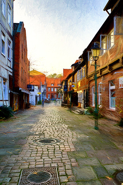 Hamburg Lämmertwiete - Digitales Gemälde auf Leinwand