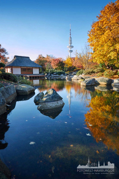 Hamburg Bild auf Leinwand - Planten un Blomen im Herbst