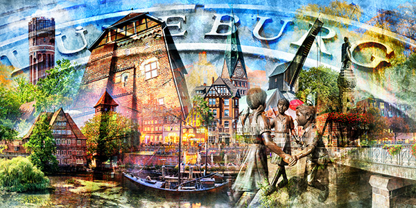 Lüneburg Collage 001 - Bild auf Leinwand, Acrylglas oder als Poster