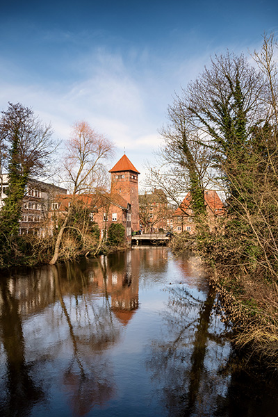 Ilmenau und Ratsmühle - Lüneburg Bild auf Leinwand, Acrylglas oder als Poster