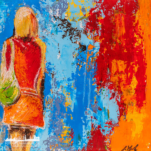 Mädchen in rot - Modernes Gemälde als Kunstdruck auf Leinwand, Acrylglas oder als Poster