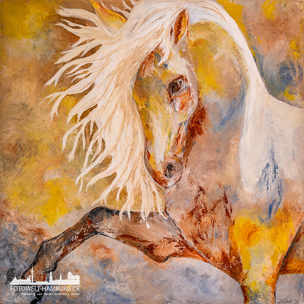 Andalusia - Pferde Portrait Gemälde als Kunstdruck auf Leinwand, Acrylglas oder als Poster