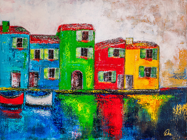 Burano - Venedig Gemälde als Kunstdruck auf Leinwand, Acrylglas oder als Poster